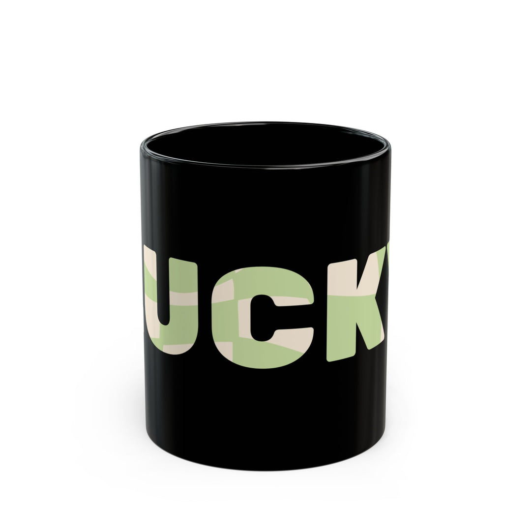 Lucky Vibes Black Ceramic Mug, St Patricks Day 11oz Mug