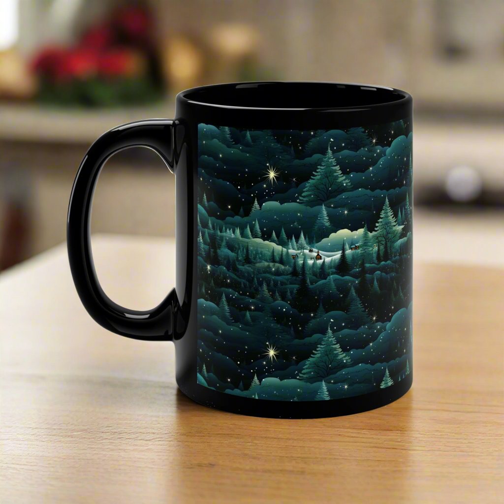 Little Town 11oz Black Mug - Slow Morning Mugs