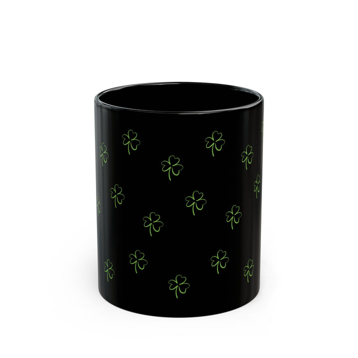 Black Lucky Clover 11oz Ceramic Mug, St Patricks Day