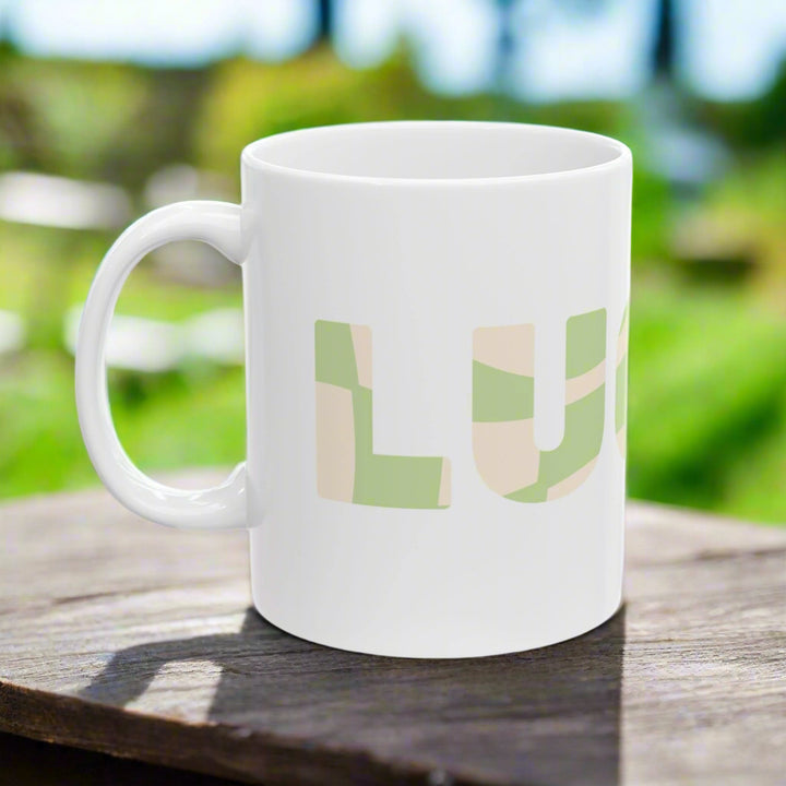 Lucky Vibes White Ceramic Mug, St Patricks Day 11oz Mug