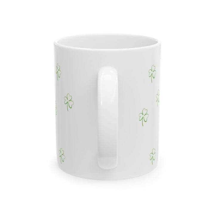 White Lucky Clover 11oz Ceramic Mug, St Patricks Day