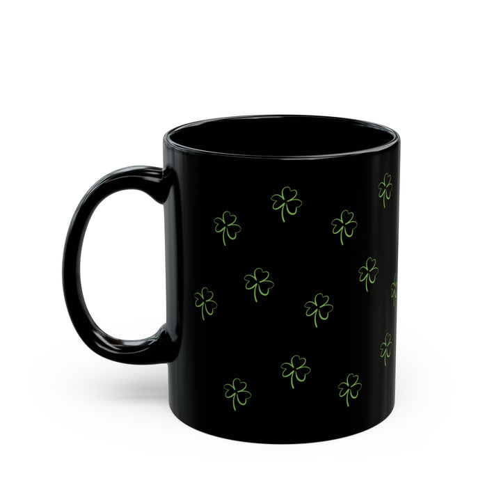 Black Lucky Clover 11oz Ceramic Mug, St Patricks Day